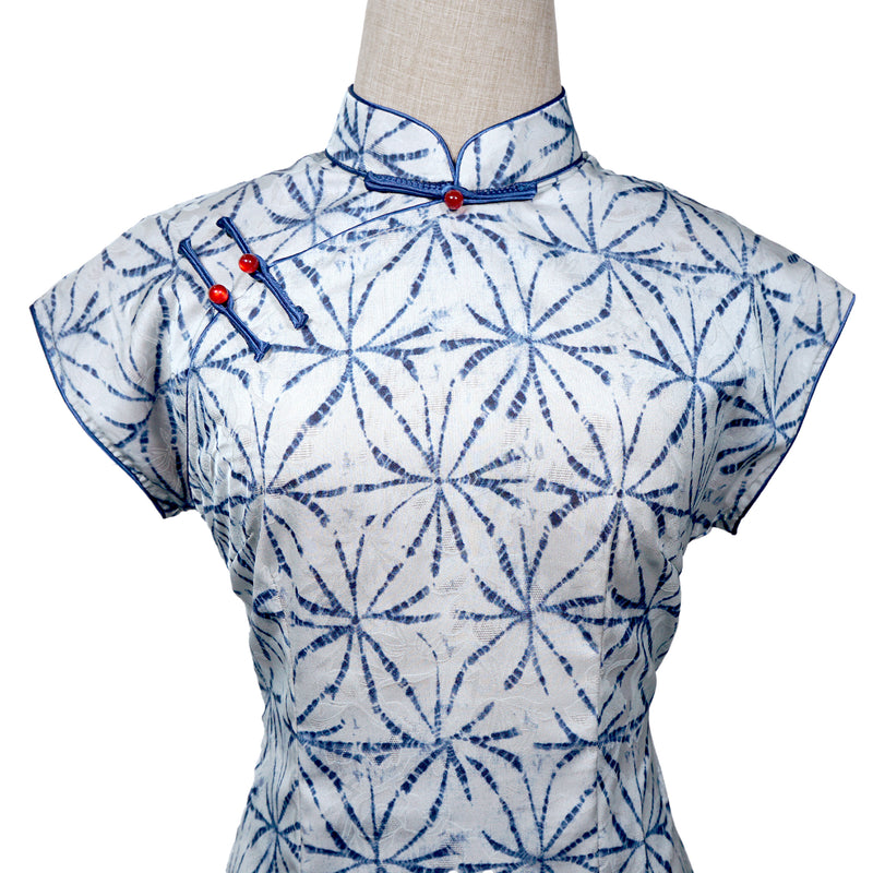 Short Sleeve Cheongsam - Indigo Ink