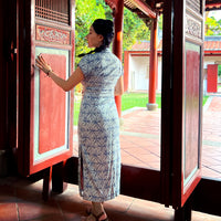 Short Sleeve Cheongsam - Indigo Ink