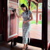 Short Sleeve Cheongsam - Indigo Ink
