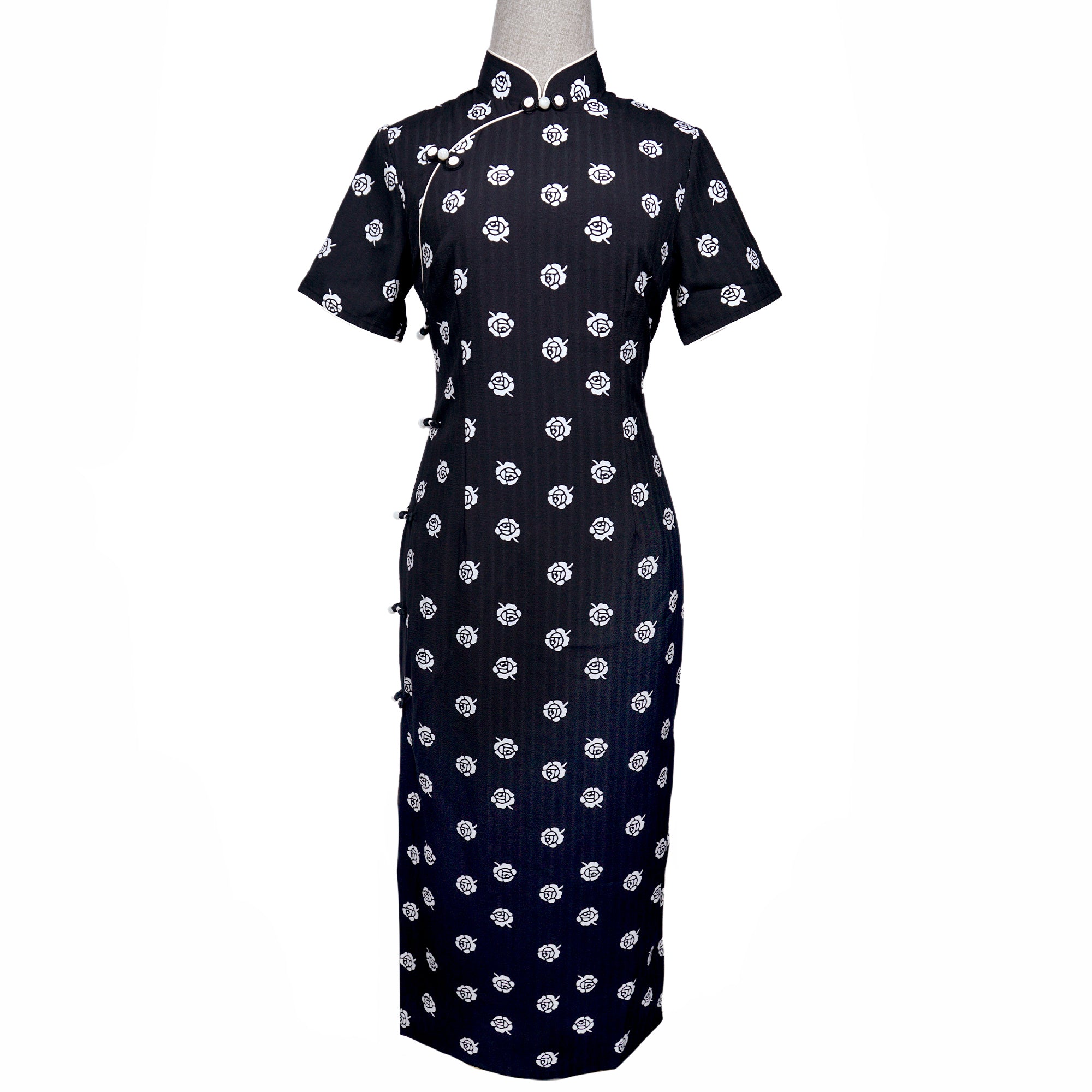 Short Sleeve Cheongsam - Camellia Ink