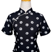 Short Sleeve Cheongsam - Camellia Ink