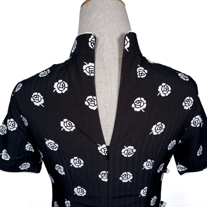 Short Sleeve Cheongsam - Camellia Ink