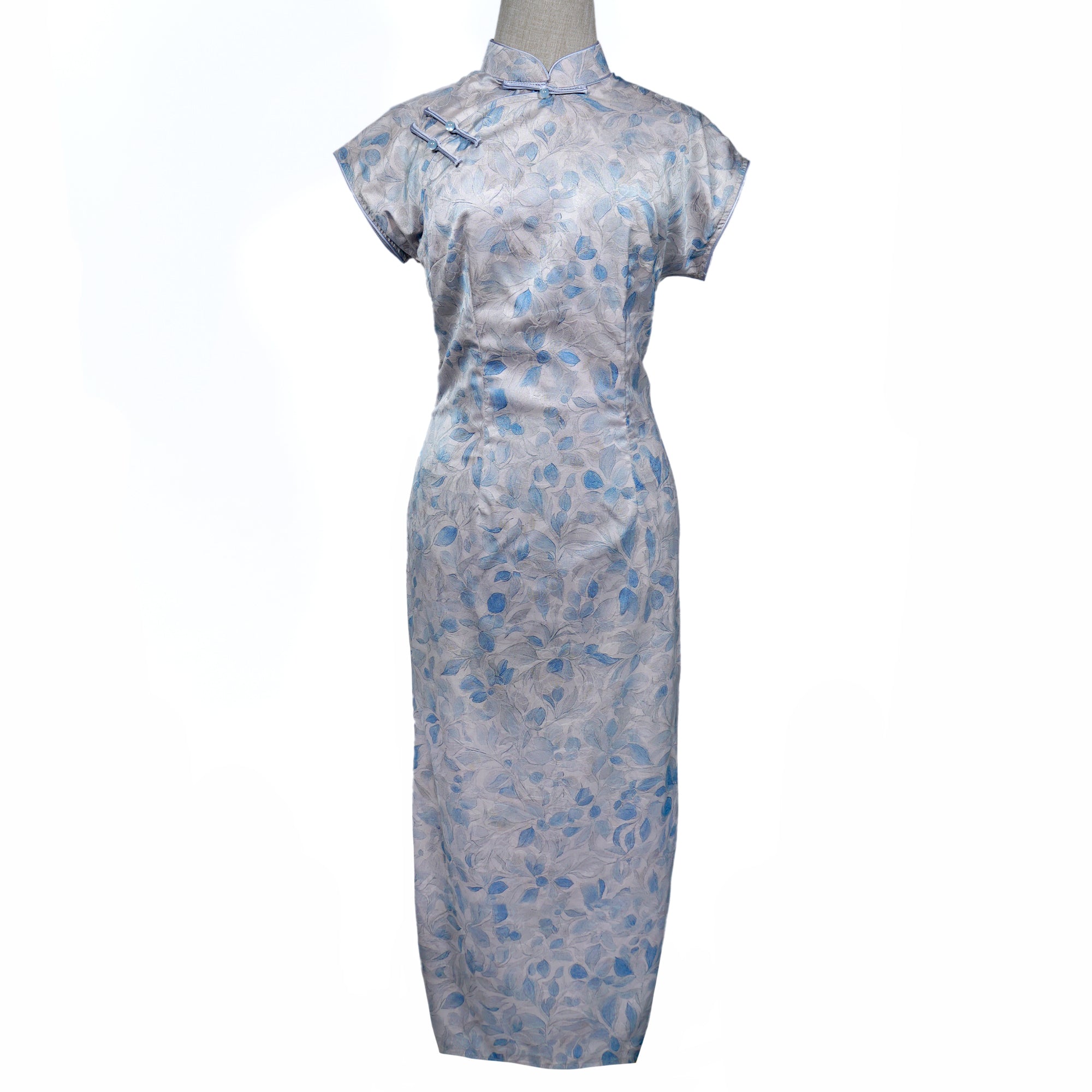 Short Sleeve Cheongsam - Silver Moonlight
