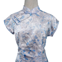 Short Sleeve Cheongsam - Silver Moonlight