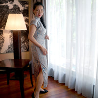 Short Sleeve Cheongsam - Silver Moonlight