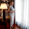 Short Sleeve Cheongsam - Silver Moonlight