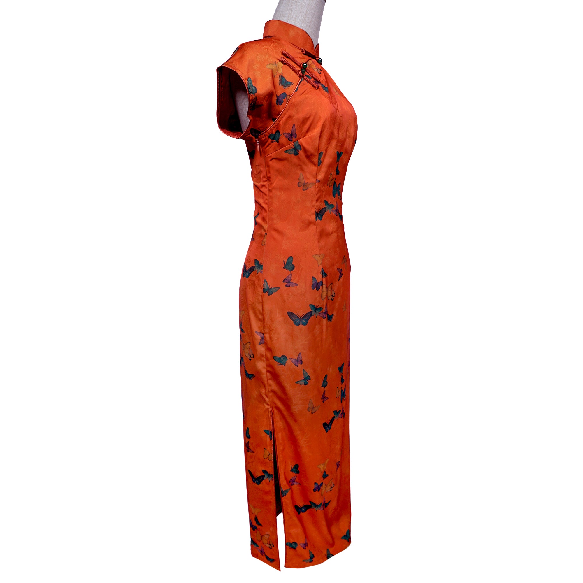 Short Sleeve Cheongsam - Sunset Butterfly