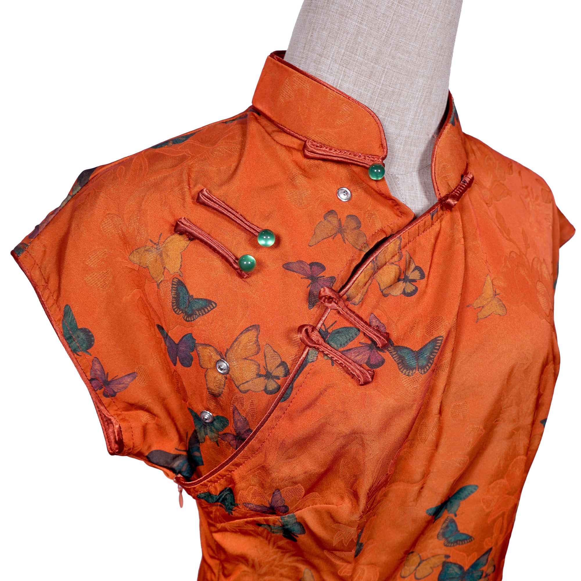 Short Sleeve Cheongsam - Sunset Butterfly