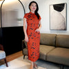 Short Sleeve Cheongsam - Sunset Butterfly