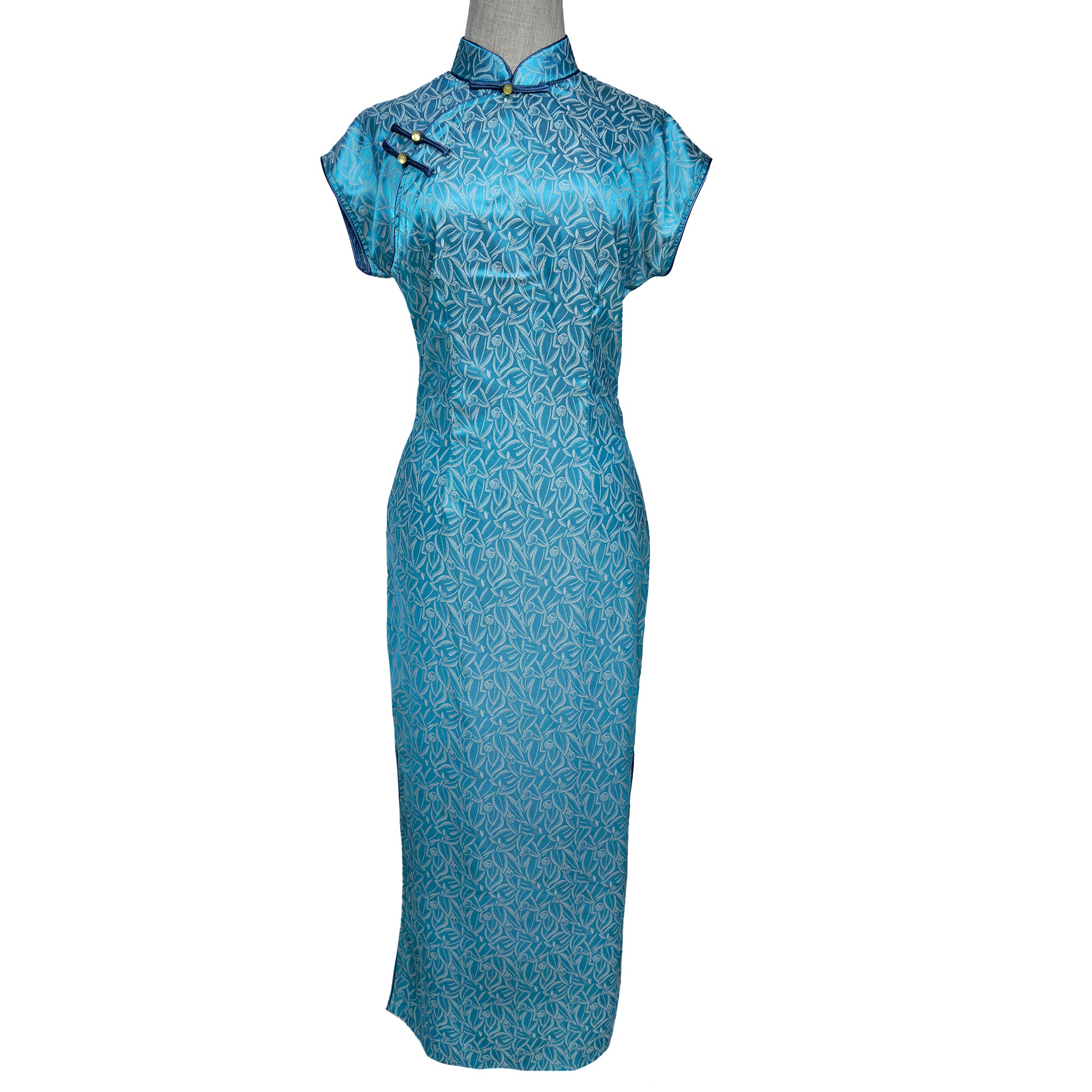Short Sleeve Cheongsam - Sierra Blue
