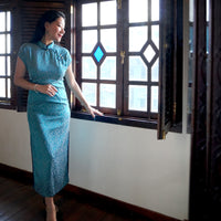 Short Sleeve Cheongsam - Sierra Blue