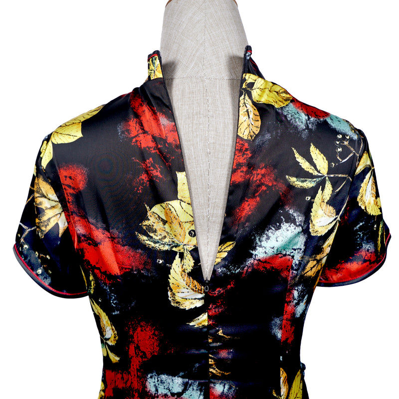 Short Sleeve Cheongsam - Autumn Dream