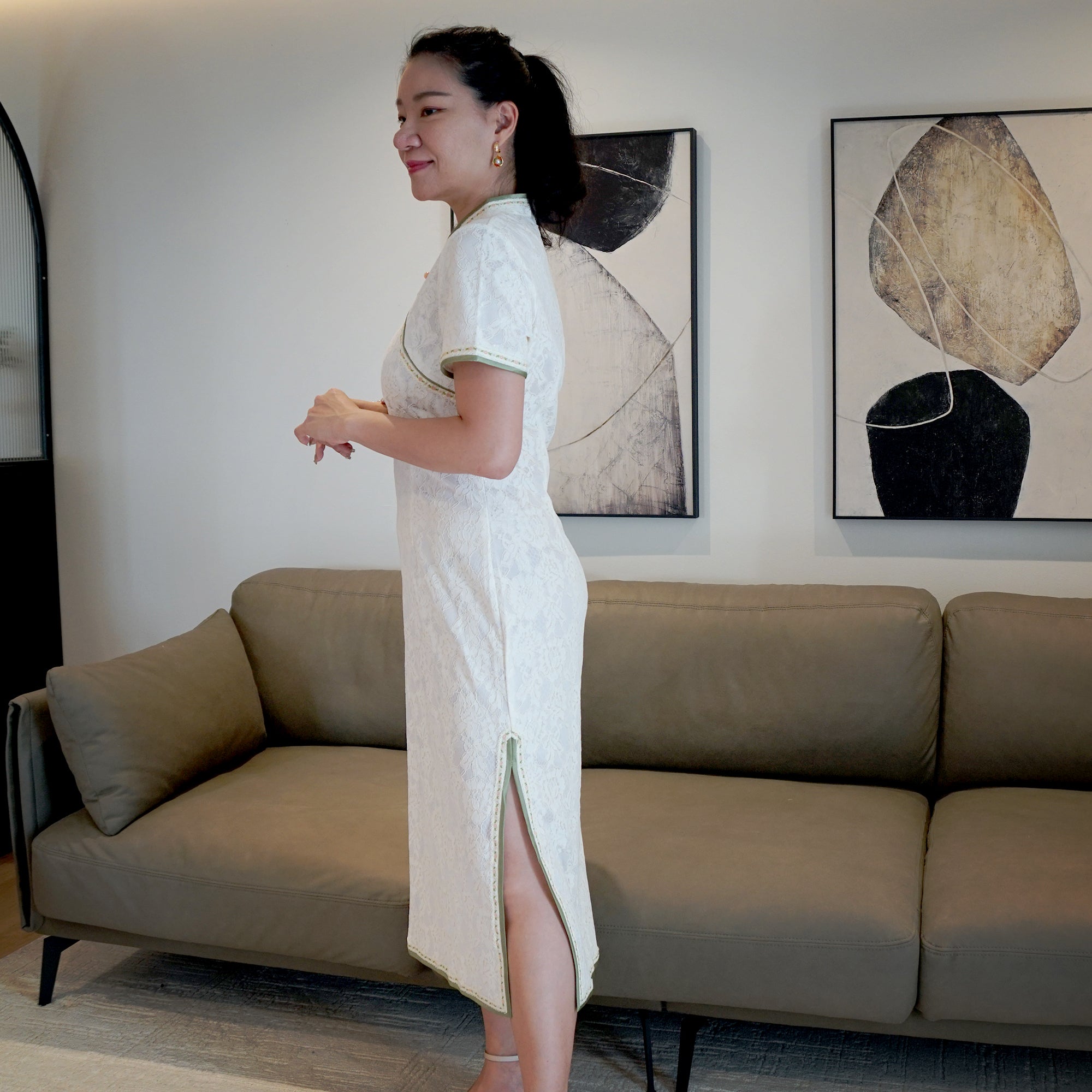 Short Sleeve Cheongsam - Snow Flow