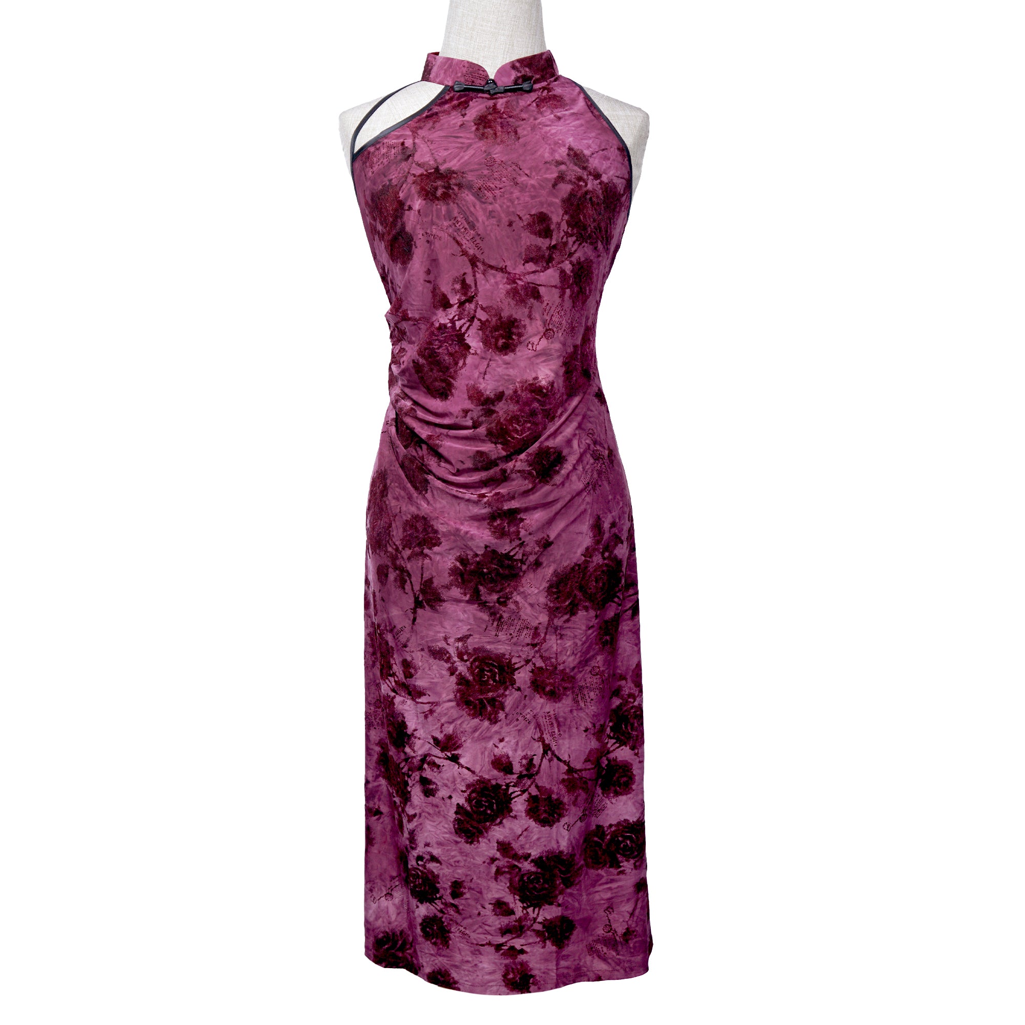 Halter Neck Cheongsam - Raspberry