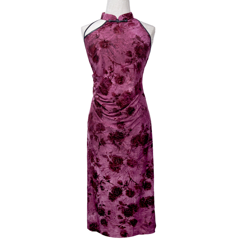 Halter Neck Cheongsam - Raspberry
