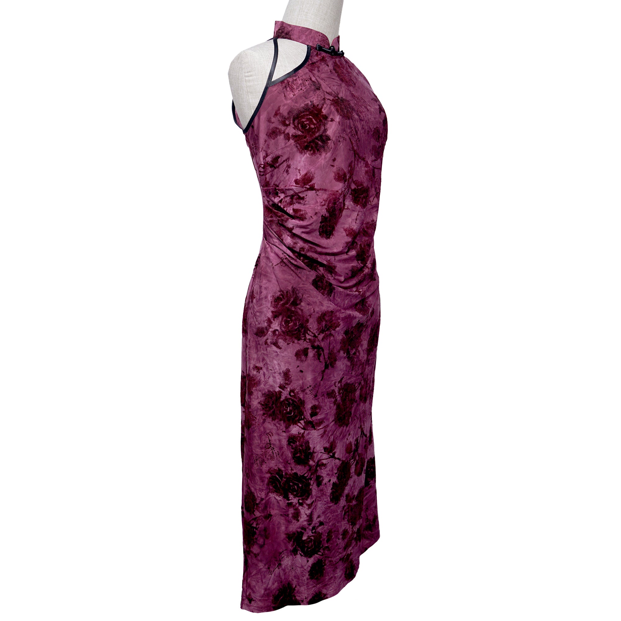 Halter Neck Cheongsam - Raspberry
