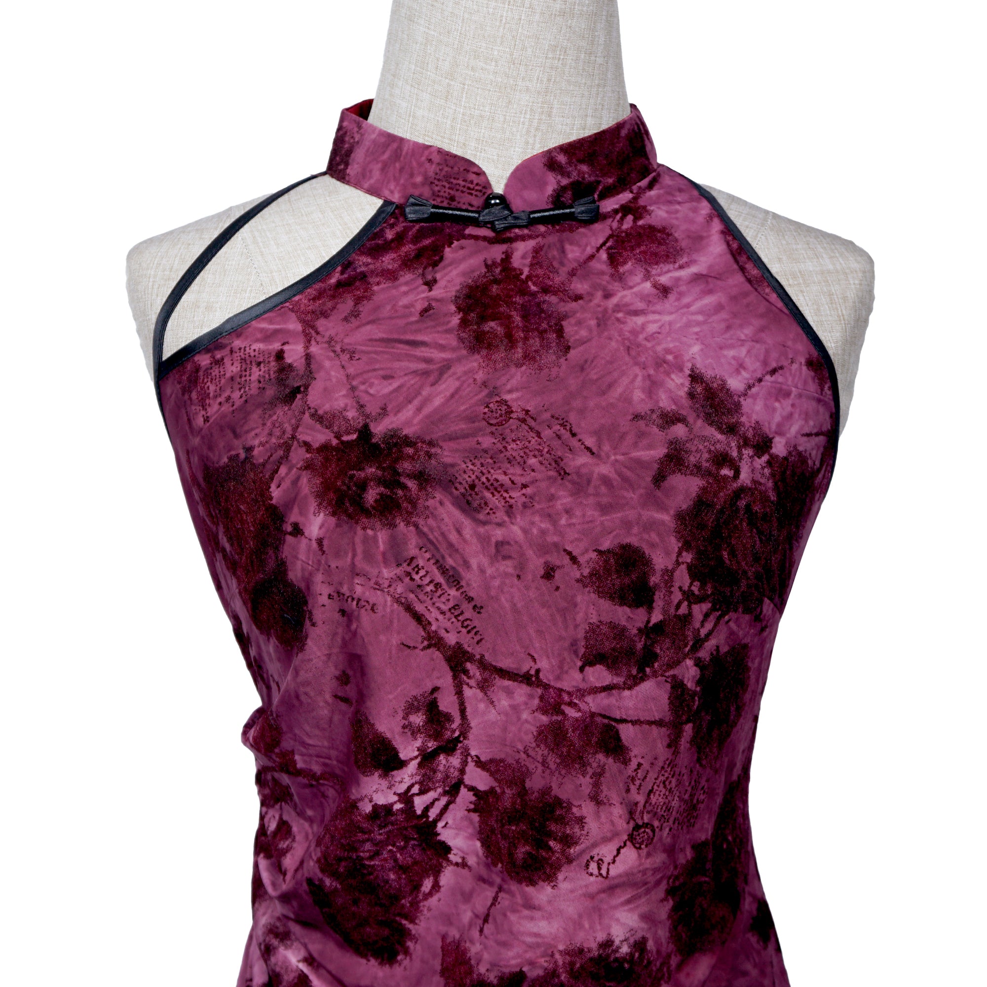 Halter Neck Cheongsam - Raspberry