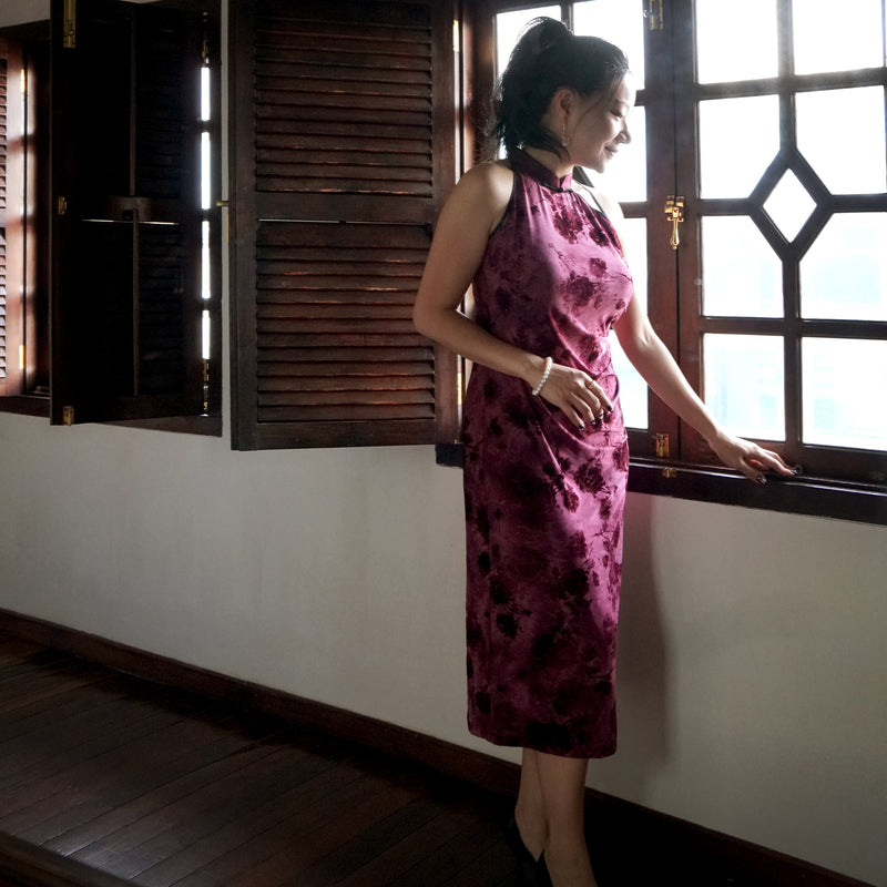 Halter Neck Cheongsam - Raspberry