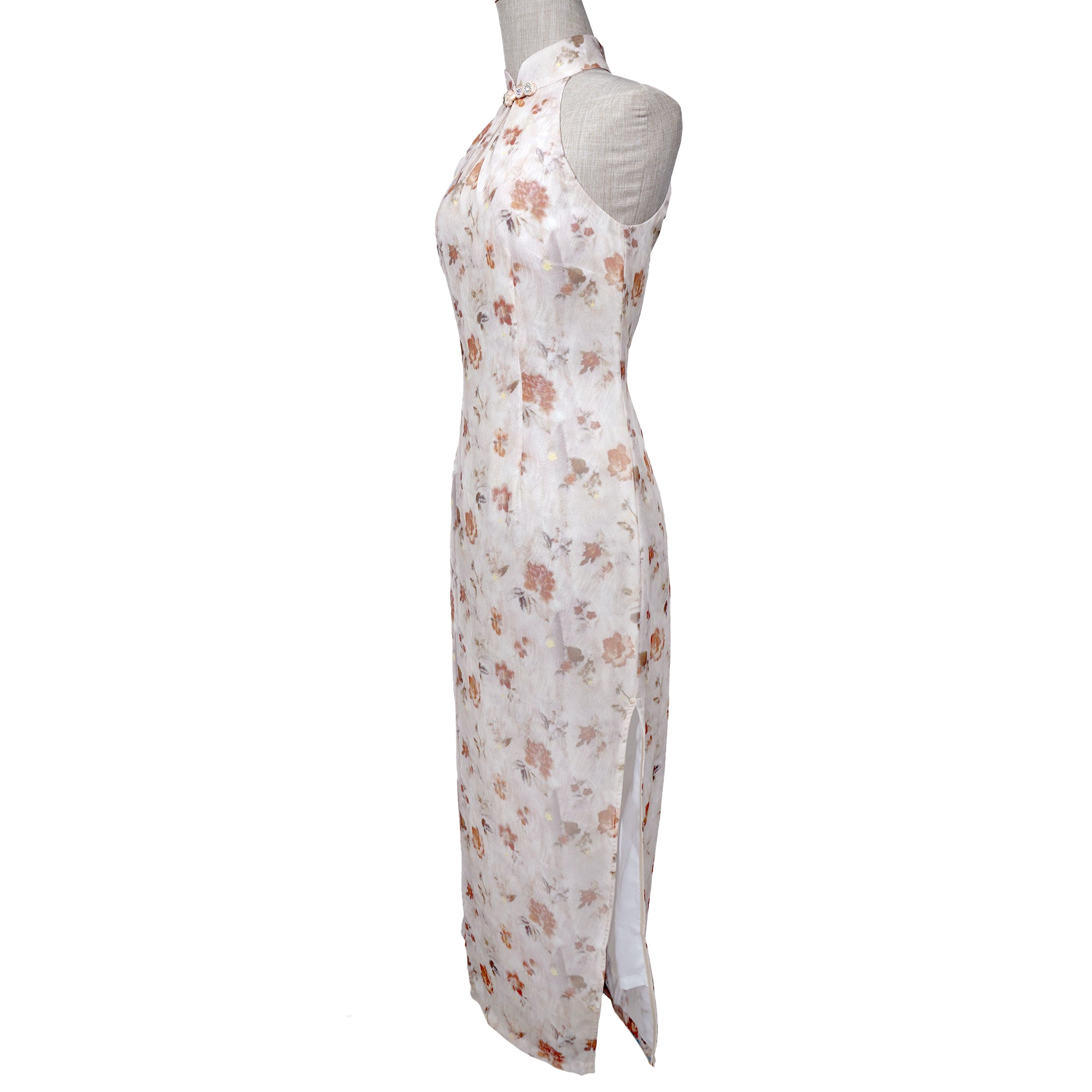Halter Neck Cheongsam - Cinnamon