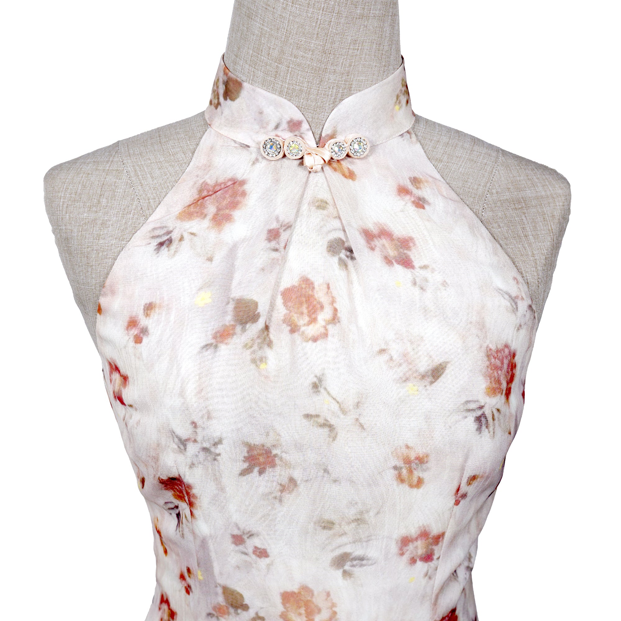 Halter Neck Cheongsam - Cinnamon
