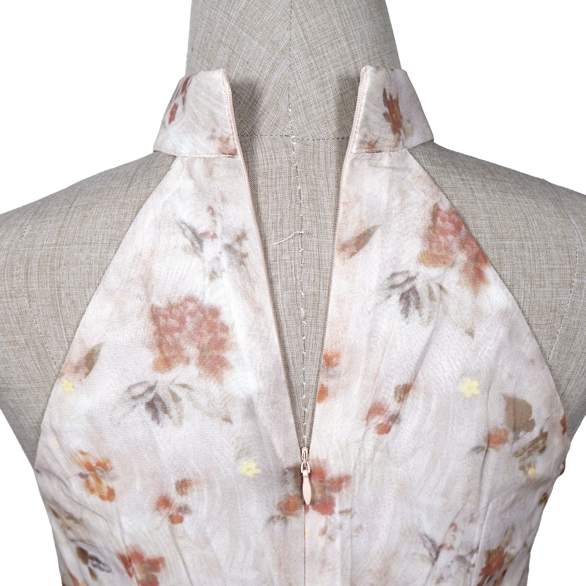 Halter Neck Cheongsam - Cinnamon