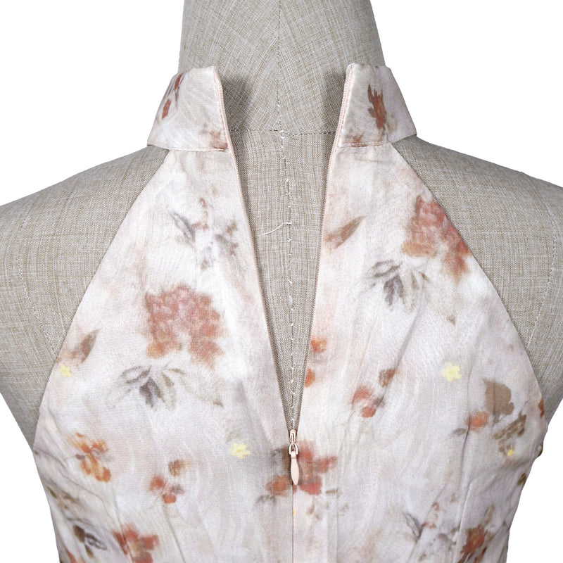 Halter Neck Cheongsam - Cinnamon