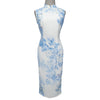 Modified Sleeveless Cheongsam - Cornflower