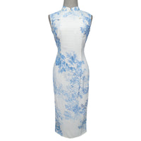 Modified Sleeveless Cheongsam - Cornflower