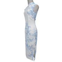 Modified Sleeveless Cheongsam - Cornflower