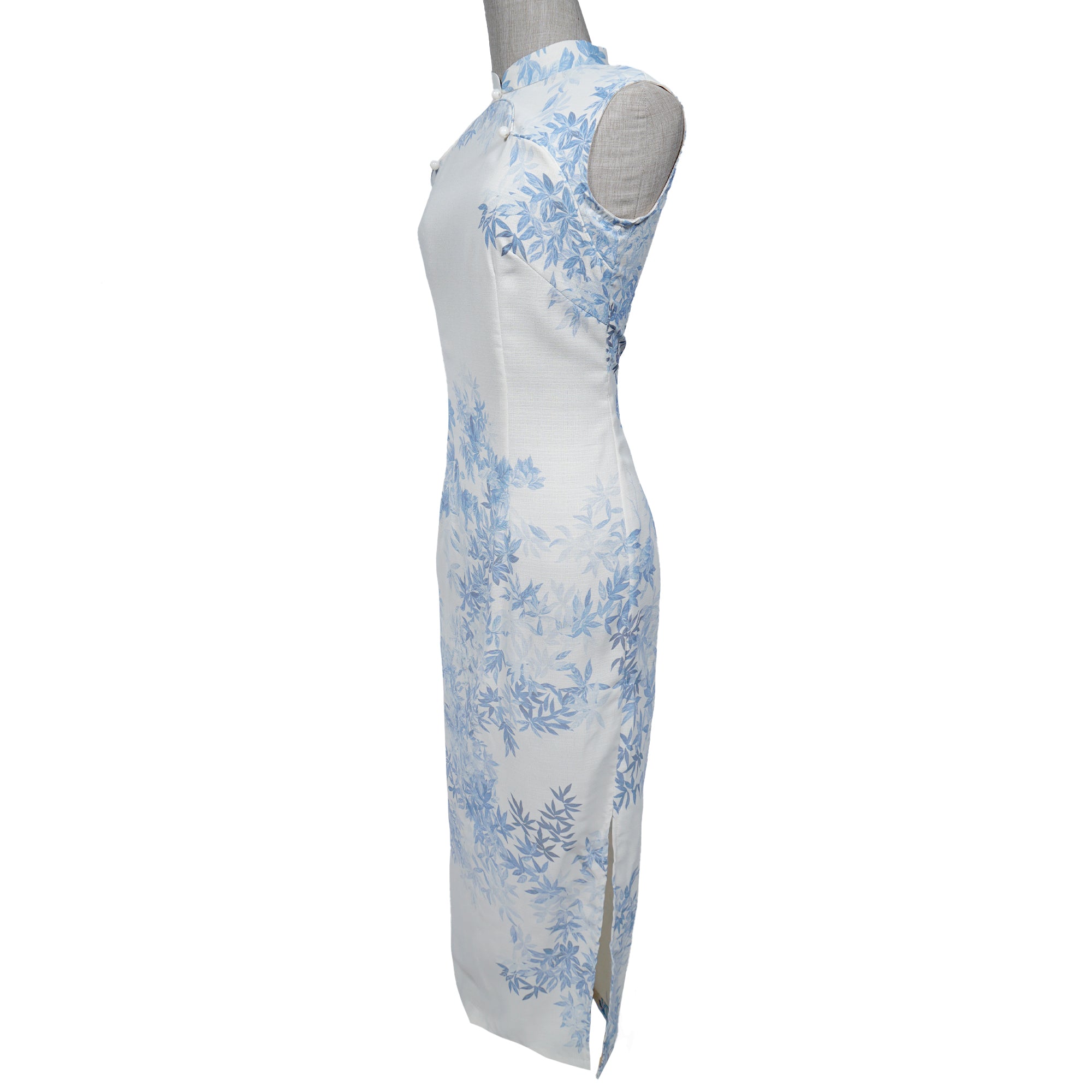 Modified Sleeveless Cheongsam - Cornflower