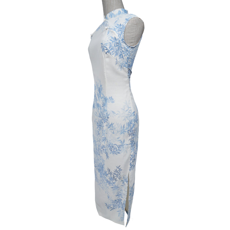 Modified Sleeveless Cheongsam - Cornflower