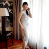 Modified Sleeveless Cheongsam - Cornflower