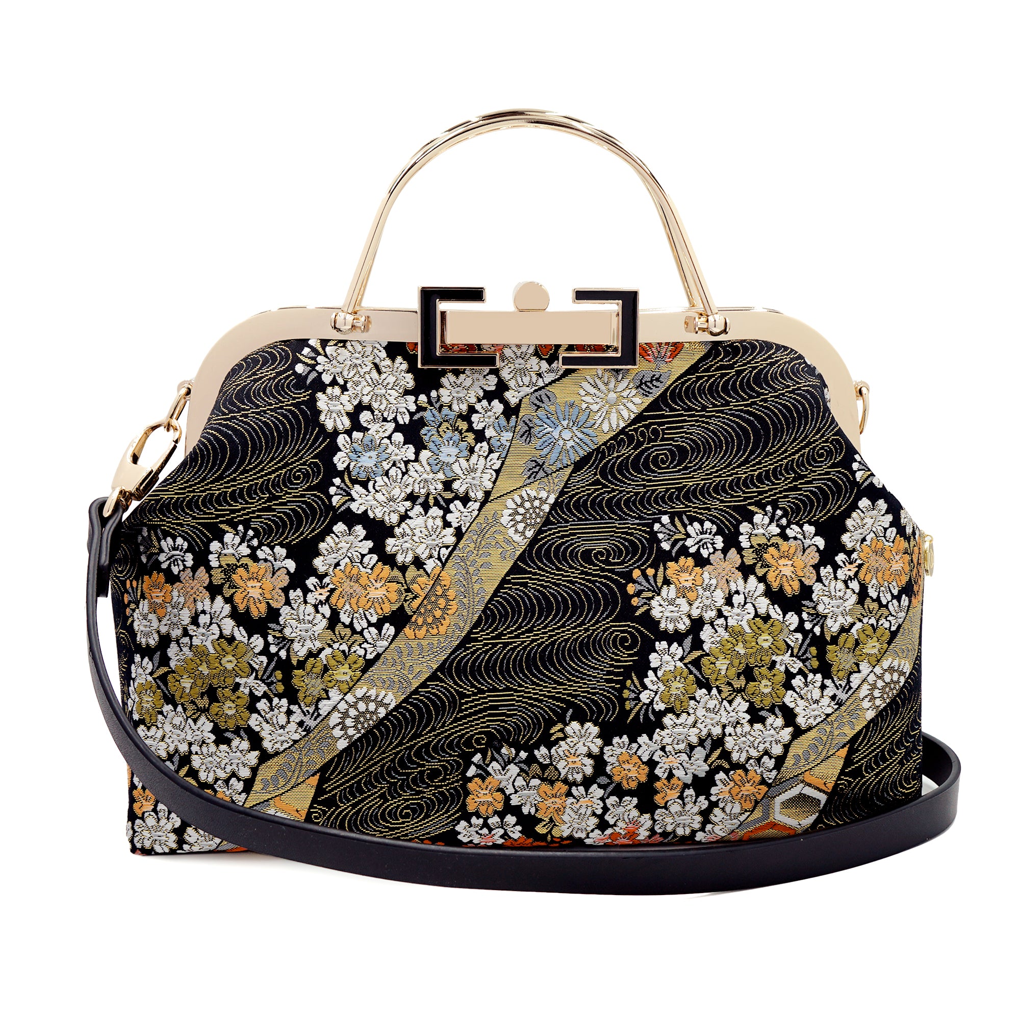 Clasp Shoulder Bag - Flower Garland(BK)