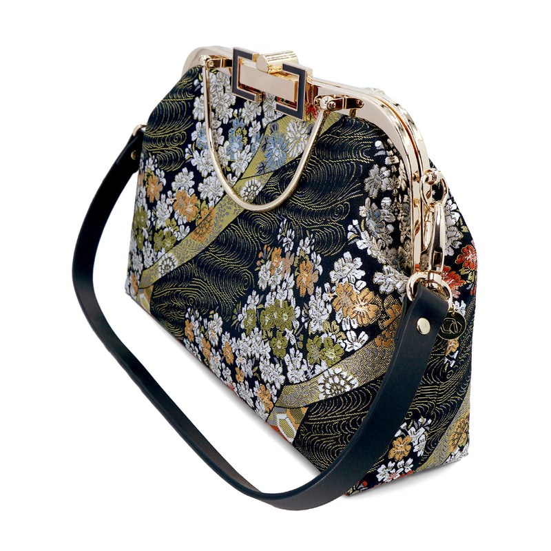 Clasp Shoulder Bag - Flower Garland(BK)