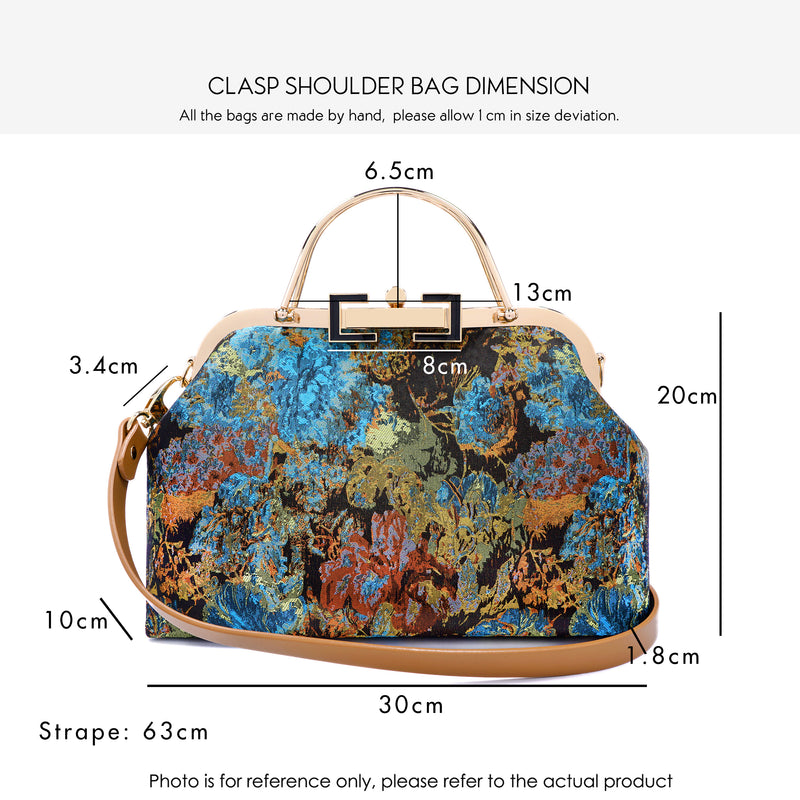 Clasp Shoulder Bag - Flower Garland(BK)