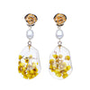 Rose Top With Dried Flower Resin Teardrop Earrings