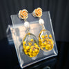 Rose Top With Dried Flower Resin Teardrop Earrings