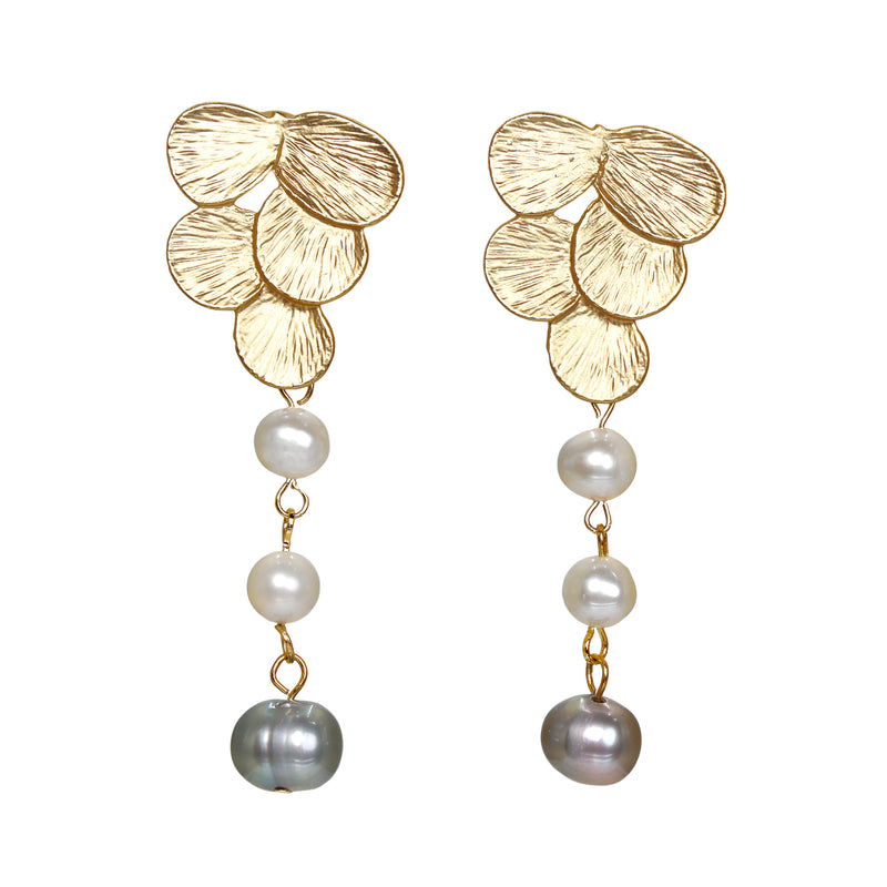 Grape Shape With Pearls Dangle Earrings