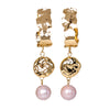 Hammered Rectangular With Circular Coin Dangle Earrings