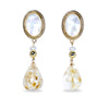 Oval Nacre Top Dried Flower Resin Teardrop Earrings(WT)