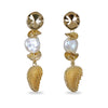 Gold Durian With Baroque Pearls Dangle Earrings
