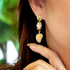Gold Durian With Baroque Pearls Dangle Earrings