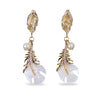 Nacre In Feather Design Dangle Earrings