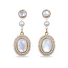 Oval Nacre Cabochon Dangle Earrings