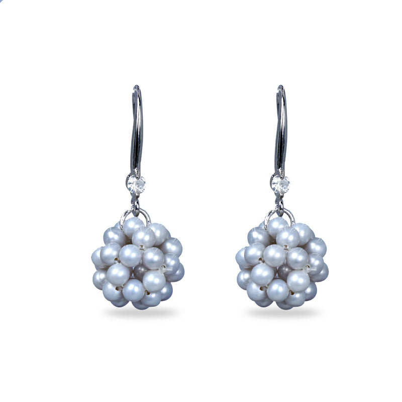 Pearl Cluster Ball Earrings