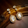 Oval Nacre Cabochon Dangle Earrings