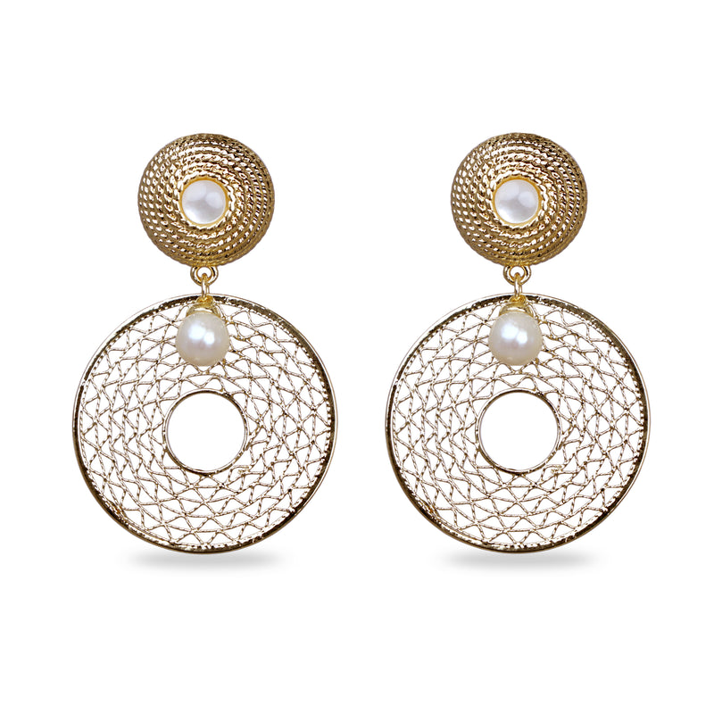 Disc Drop Earring In Gold