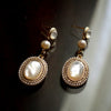 Oval Nacre Cabochon Dangle Earrings