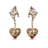 Multi Zircon Heart Shape Drop Earrings