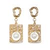 Gold Hammered Tapered Drop Earrings